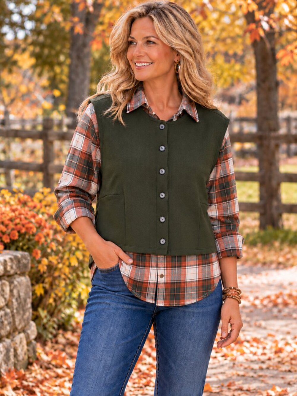 A NEW DAY Vest Button-Up Cropped Sweater Like Texture Olive Green NWT XXL